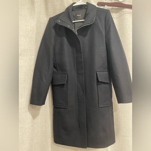 Theory Trench Black Long Coat Women’s Size S TheoryFUNNEL NECK COAT.BRI 001